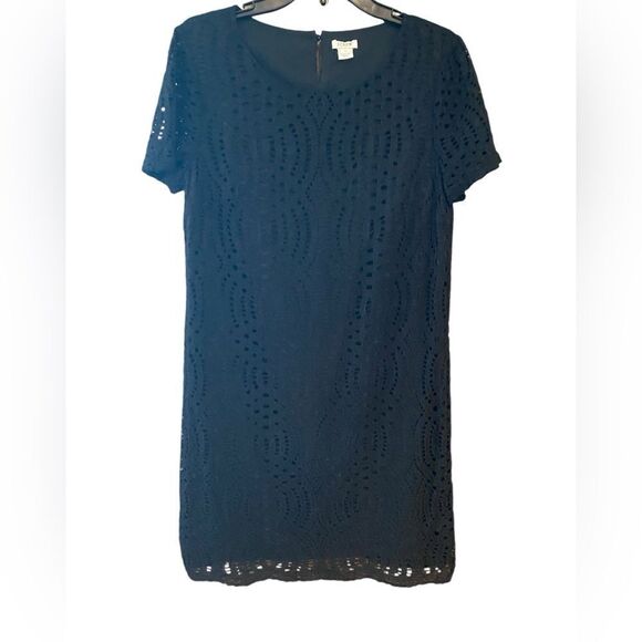 J. Crew Sz 6 Black Crochet Lace Classic Little Black Date Night Evening Dress - Picture 1 of 7